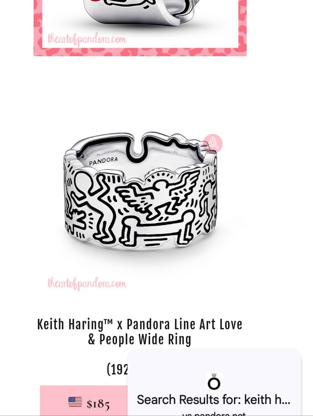 Pandora Keith Herring Love Ring 925 Bagged Boxed Bag Pandora Beautiful - Picture 2 of 4